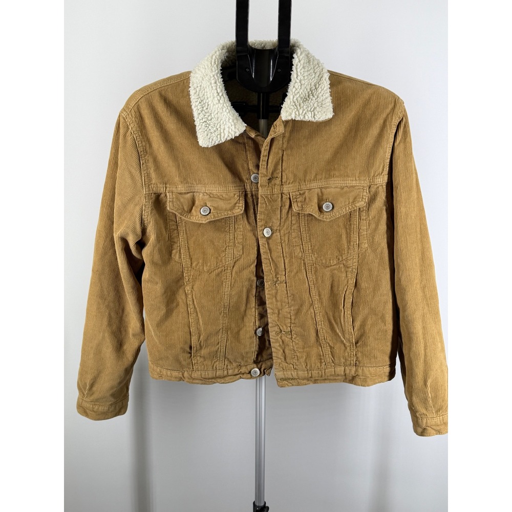 John Galt California Tan Corduroy Sherpa Lined Trucker Jacket‎ Womens Small